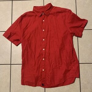 Untuckit Men's Large Red Short Sleeve Casual Button Up Shirt